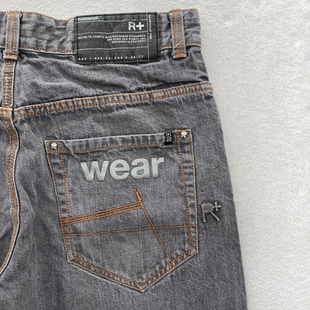 Vintage Rocawear Cropped Jeans Mens 36 Gray Denim Original Fit Baggy Loose Y2K - Picture 11 of 13